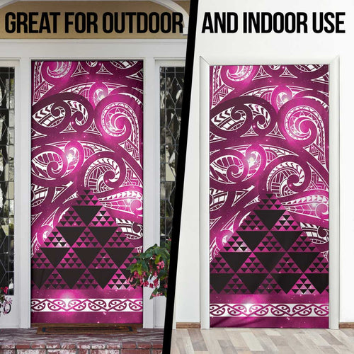 Matariki New Zealand Door Cover NZ Niho Taniwha Maori New Year Pink Galaxy