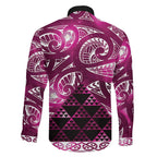 Matariki New Zealand Family Matching Off Shoulder Maxi Dress and Hawaiian Shirt NZ Niho Taniwha Maori New Year Pink Galaxy