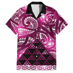 Matariki New Zealand Family Matching Short Sleeve Bodycon Dress and Hawaiian Shirt NZ Niho Taniwha Maori New Year Pink Galaxy