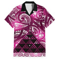 Matariki New Zealand Family Matching Summer Maxi Dress and Hawaiian Shirt NZ Niho Taniwha Maori New Year Pink Galaxy