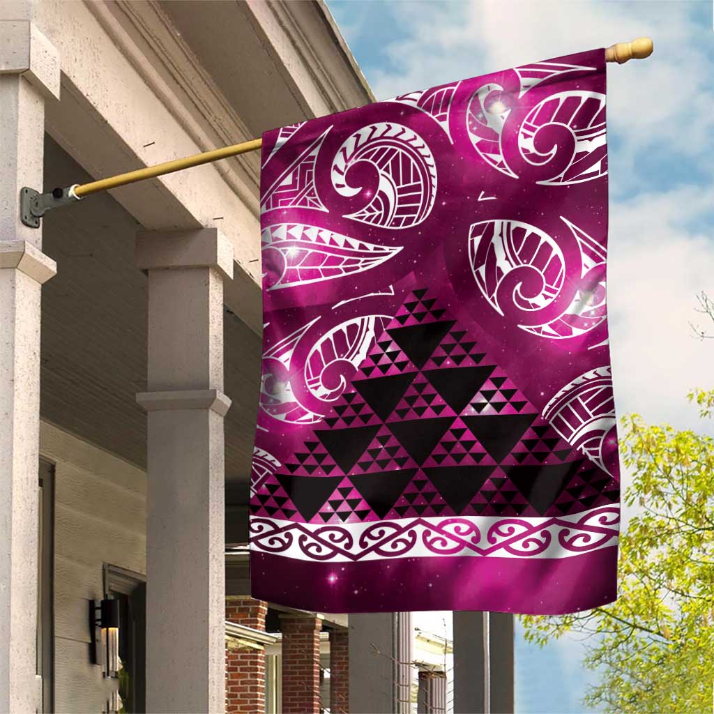 Matariki New Zealand Garden Flag NZ Niho Taniwha Maori New Year Pink Galaxy