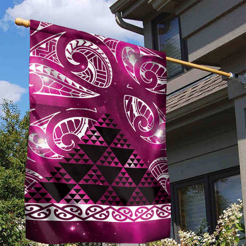 Matariki New Zealand Garden Flag NZ Niho Taniwha Maori New Year Pink Galaxy