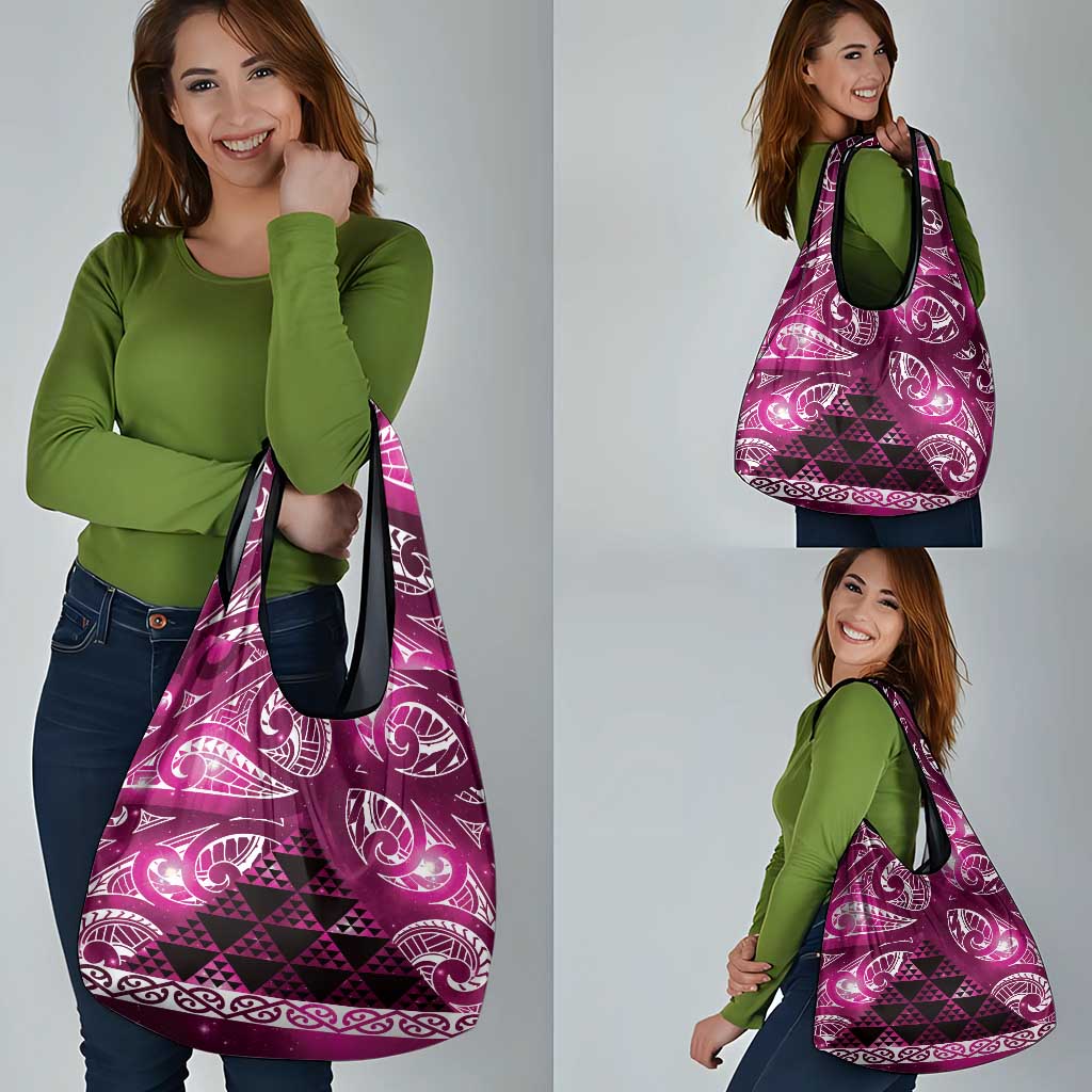 Matariki New Zealand Grocery Bag NZ Niho Taniwha Maori New Year Pink Galaxy
