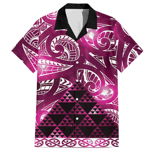 Matariki New Zealand Hawaiian Shirt NZ Niho Taniwha Maori New Year Pink Galaxy
