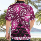 Matariki New Zealand Hawaiian Shirt NZ Niho Taniwha Maori New Year Pink Galaxy