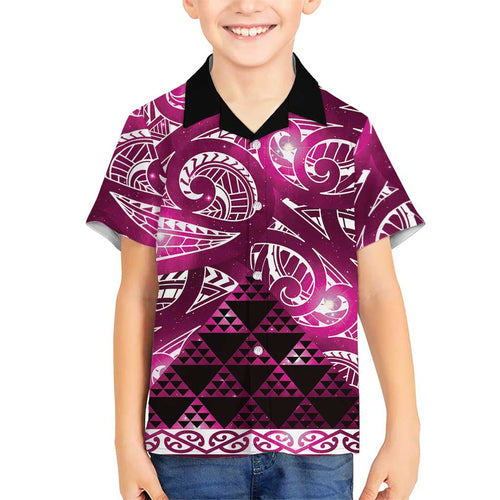Matariki New Zealand Hawaiian Shirt NZ Niho Taniwha Maori New Year Pink Galaxy