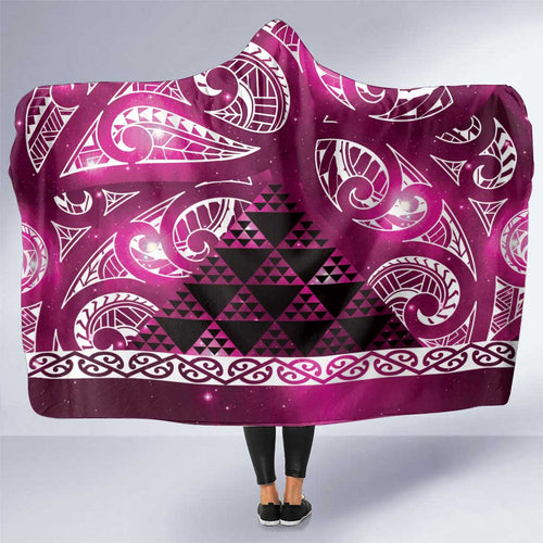 Matariki New Zealand Hooded Blanket NZ Niho Taniwha Maori New Year Pink Galaxy