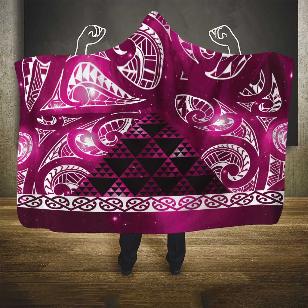 Matariki New Zealand Hooded Blanket NZ Niho Taniwha Maori New Year Pink Galaxy