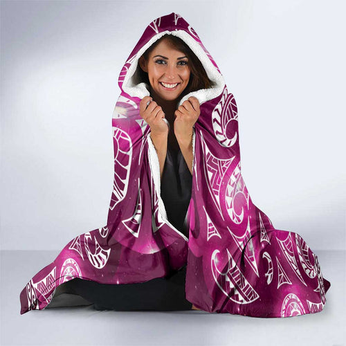 Matariki New Zealand Hooded Blanket NZ Niho Taniwha Maori New Year Pink Galaxy