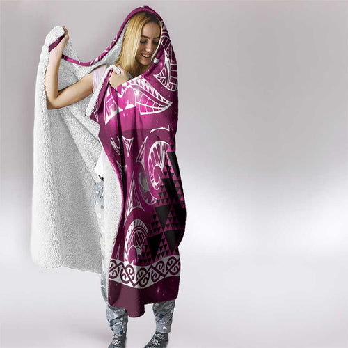 Matariki New Zealand Hooded Blanket NZ Niho Taniwha Maori New Year Pink Galaxy