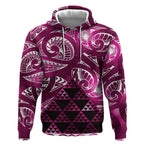 Matariki New Zealand Hoodie NZ Niho Taniwha Maori New Year Pink Galaxy