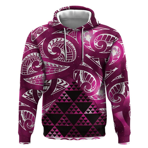 Matariki New Zealand Hoodie NZ Niho Taniwha Maori New Year Pink Galaxy