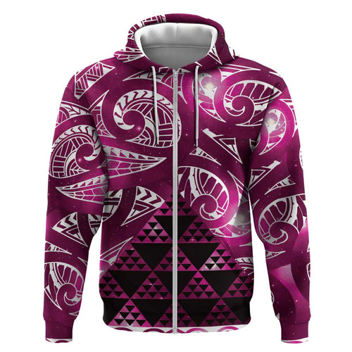 Matariki New Zealand Hoodie NZ Niho Taniwha Maori New Year Pink Galaxy