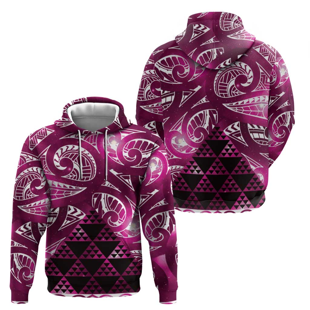 Matariki New Zealand Hoodie NZ Niho Taniwha Maori New Year Pink Galaxy
