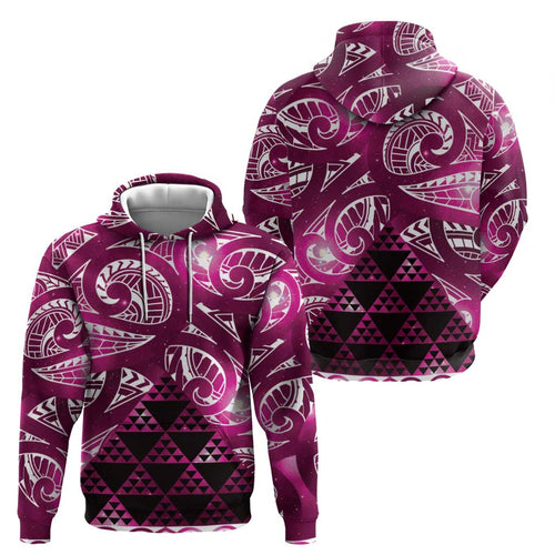 Matariki New Zealand Hoodie NZ Niho Taniwha Maori New Year Pink Galaxy