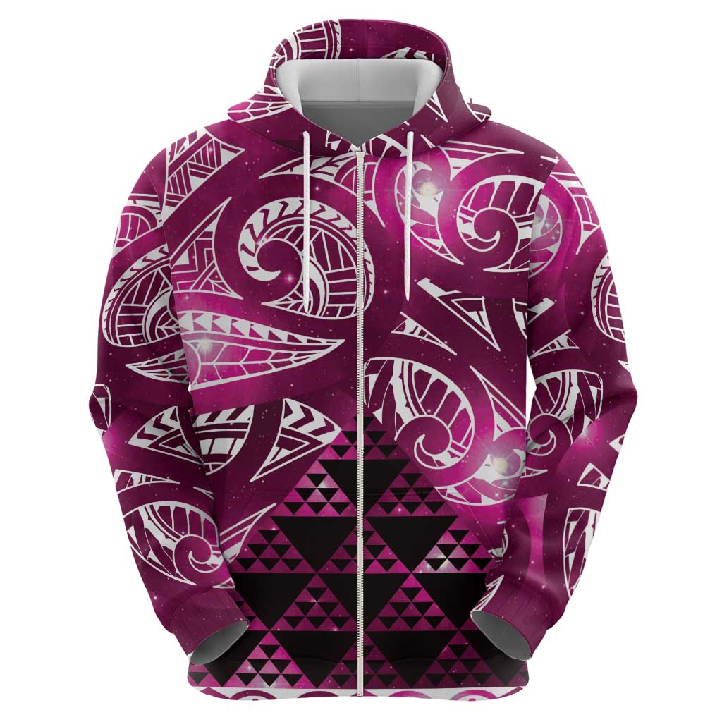 Matariki New Zealand Hoodie NZ Niho Taniwha Maori New Year Pink Galaxy