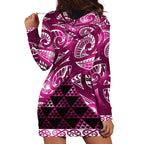 Matariki New Zealand Hoodie Dress NZ Niho Taniwha Maori New Year Pink Galaxy