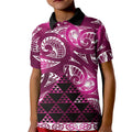 Matariki New Zealand Kid Polo Shirt NZ Niho Taniwha Maori New Year Pink Galaxy