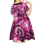 Matariki New Zealand Kid Short Sleeve Dress NZ Niho Taniwha Maori New Year Pink Galaxy