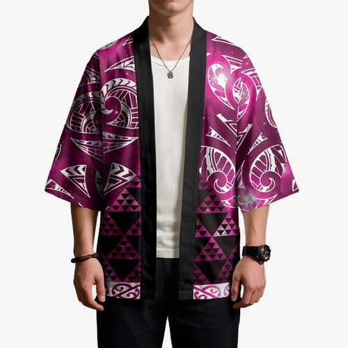 Matariki New Zealand Kimono NZ Niho Taniwha Maori New Year Pink Galaxy