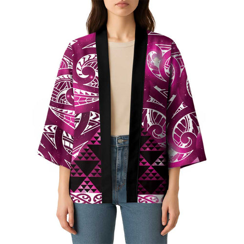 Matariki New Zealand Kimono NZ Niho Taniwha Maori New Year Pink Galaxy