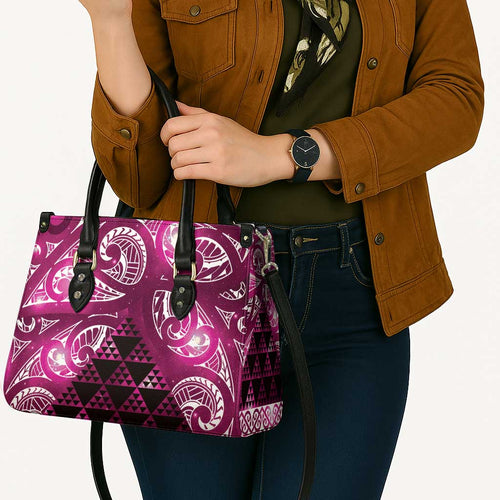 Matariki New Zealand Leather Bag NZ Niho Taniwha Maori New Year Pink Galaxy