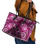 Matariki New Zealand Leather Tote Bag NZ Niho Taniwha Maori New Year Pink Galaxy