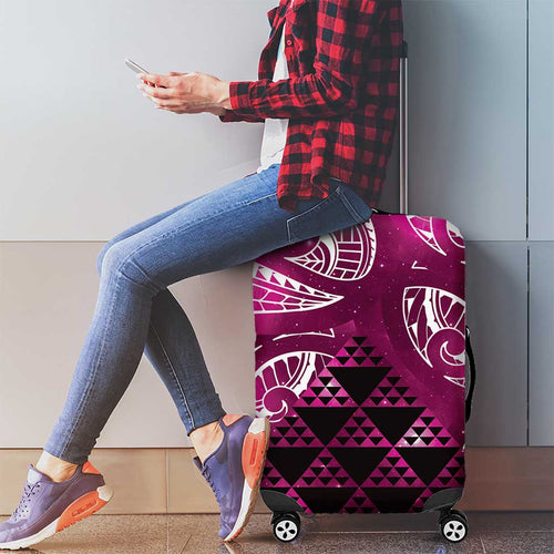 Matariki New Zealand Luggage Cover NZ Niho Taniwha Maori New Year Pink Galaxy