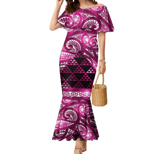 Matariki New Zealand Mermaid Dress NZ Niho Taniwha Maori New Year Pink Galaxy