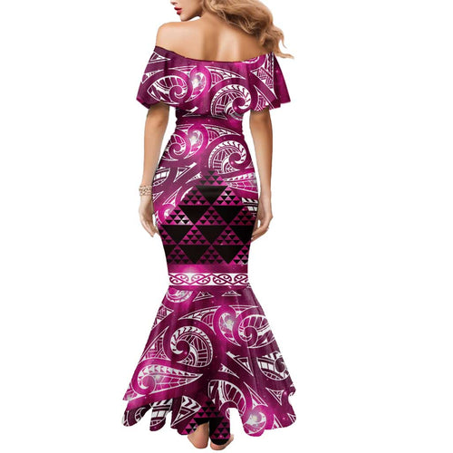 Matariki New Zealand Mermaid Dress NZ Niho Taniwha Maori New Year Pink Galaxy