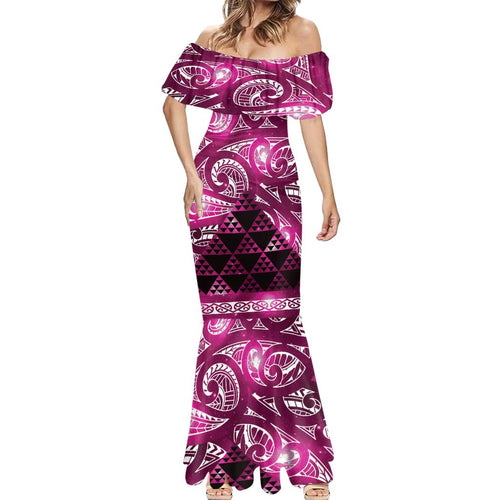 Matariki New Zealand Mermaid Dress NZ Niho Taniwha Maori New Year Pink Galaxy
