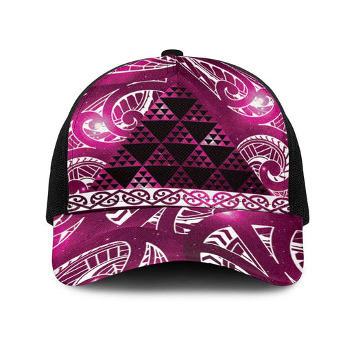 Matariki New Zealand Mesh Trucker Cap NZ Niho Taniwha Maori New Year Pink Galaxy