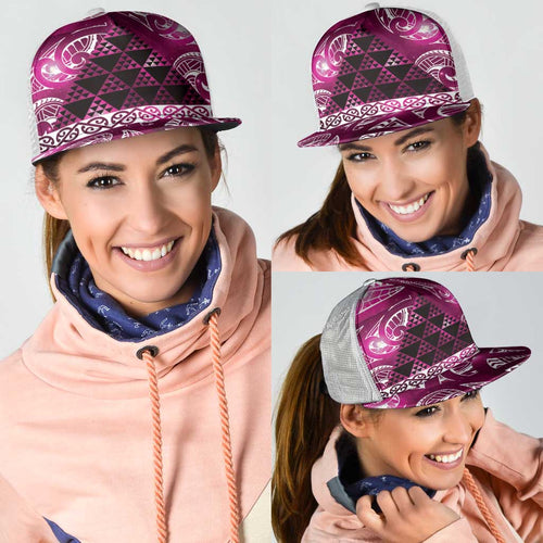 Matariki New Zealand Mesh Trucker Cap NZ Niho Taniwha Maori New Year Pink Galaxy