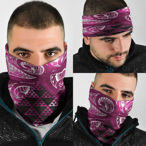 Matariki New Zealand Neck Gaiter NZ Niho Taniwha Maori New Year Pink Galaxy