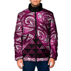 Matariki New Zealand Padded Jacket NZ Niho Taniwha Maori New Year Pink Galaxy