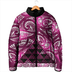 Matariki New Zealand Padded Jacket NZ Niho Taniwha Maori New Year Pink Galaxy