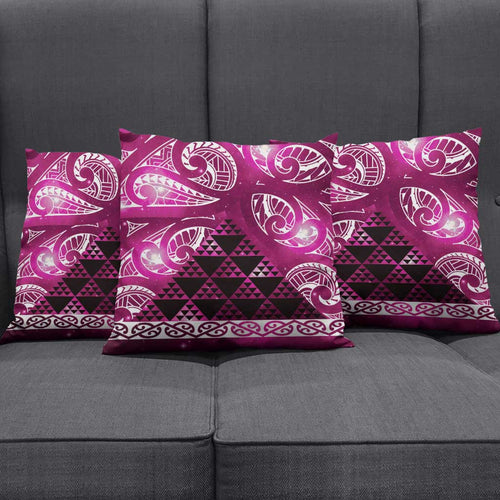 Matariki New Zealand Pillow Cover NZ Niho Taniwha Maori New Year Pink Galaxy
