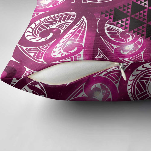 Matariki New Zealand Pillow Cover NZ Niho Taniwha Maori New Year Pink Galaxy