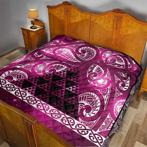 Matariki New Zealand Quilt NZ Niho Taniwha Maori New Year Pink Galaxy