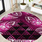 Matariki New Zealand Round Carpet NZ Niho Taniwha Maori New Year Pink Galaxy