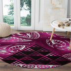 Matariki New Zealand Round Carpet NZ Niho Taniwha Maori New Year Pink Galaxy