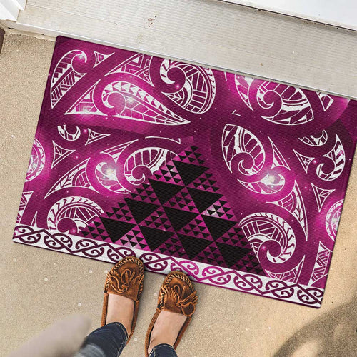 Matariki New Zealand Rubber Doormat NZ Niho Taniwha Maori New Year Pink Galaxy