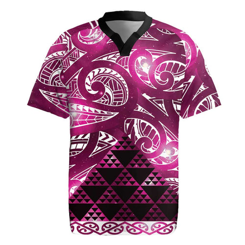 Matariki New Zealand Rugby Jersey NZ Niho Taniwha Maori New Year Pink Galaxy