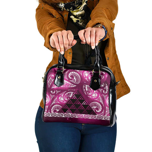 Matariki New Zealand Shoulder Handbag NZ Niho Taniwha Maori New Year Pink Galaxy