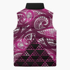 Matariki New Zealand Sleeveless Puffer Jacket NZ Niho Taniwha Maori New Year Pink Galaxy
