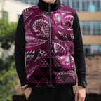 Matariki New Zealand Sleeveless Puffer Jacket NZ Niho Taniwha Maori New Year Pink Galaxy