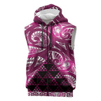 Matariki New Zealand Sleeveless Zip Hoodie NZ Niho Taniwha Maori New Year Pink Galaxy