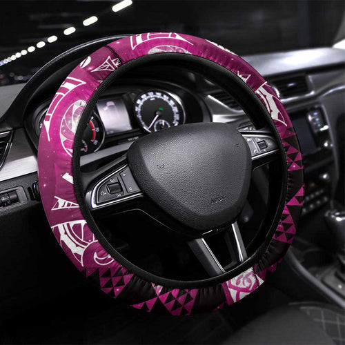 Matariki New Zealand Steering Wheel Cover NZ Niho Taniwha Maori New Year Pink Galaxy