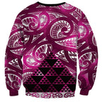 Matariki New Zealand Sweatshirt NZ Niho Taniwha Maori New Year Pink Galaxy