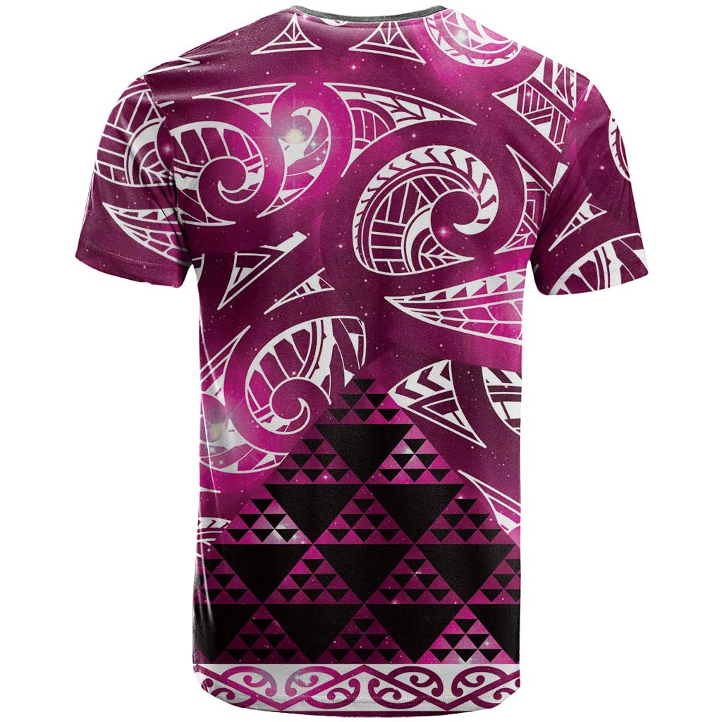 Matariki New Zealand T Shirt NZ Niho Taniwha Maori New Year Pink Galaxy
